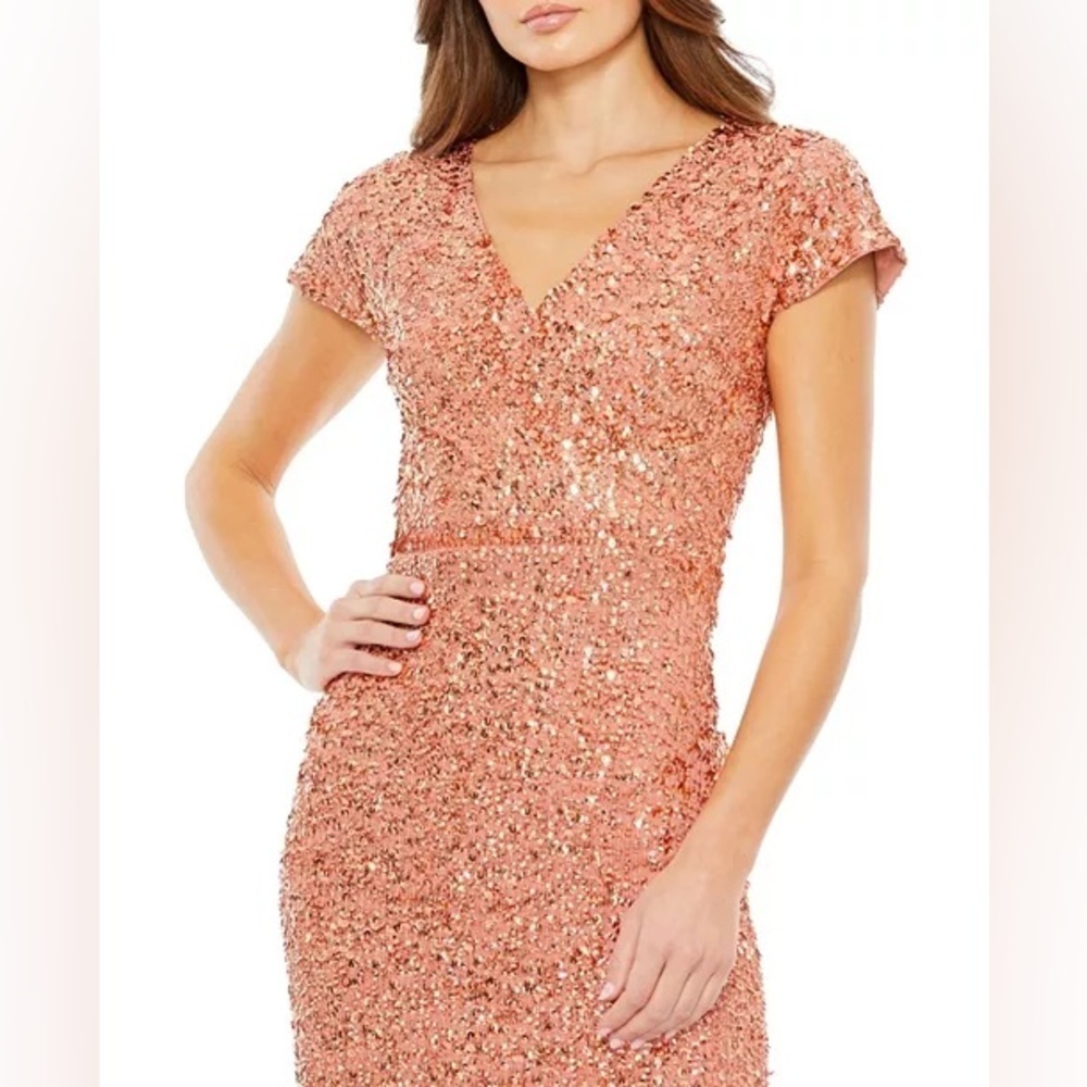 Mac Duggal Shimmering Copper Sequin Dress